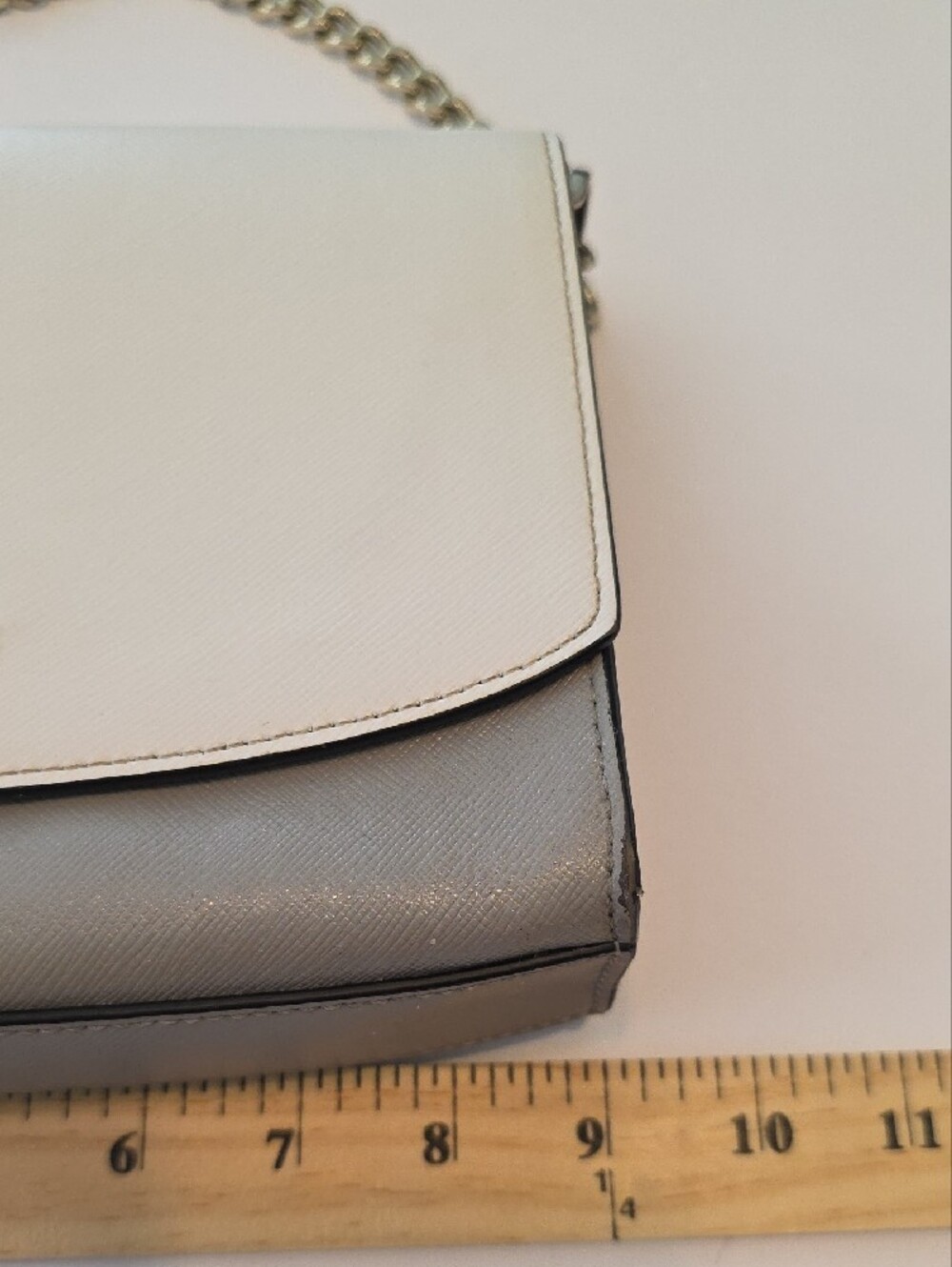 Kate Spade Carson Shoulder Bag Colorblock White Grey Saffiano Leather Minimalist - Picture 14 of 15